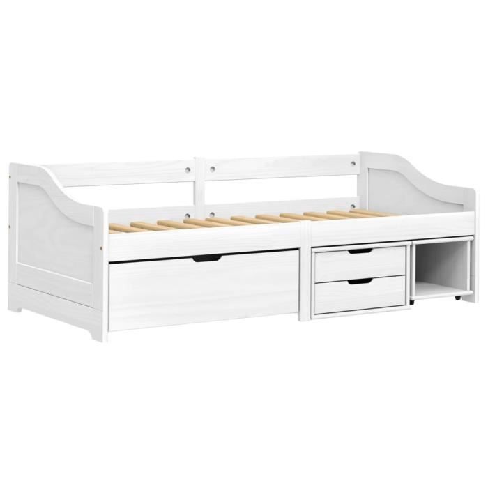 VidaXL Day Bed with 3 Drawers IRUN White 90x200 Cm Solid Pine Wood 3185214