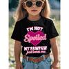 European Size Childrens Round-neck Short-sleeved T-shirt with Unique English and Heart Patterns