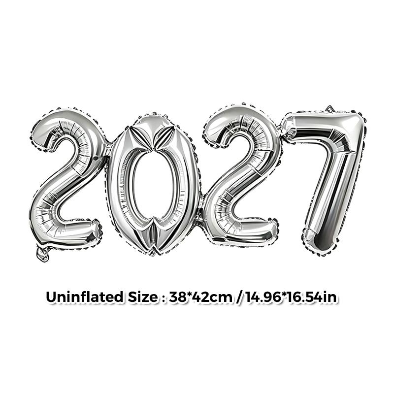 16 Inch Multicolor 2027 Number Balloons Crown Foil Inflatable for New Year Birthday Party Decoration