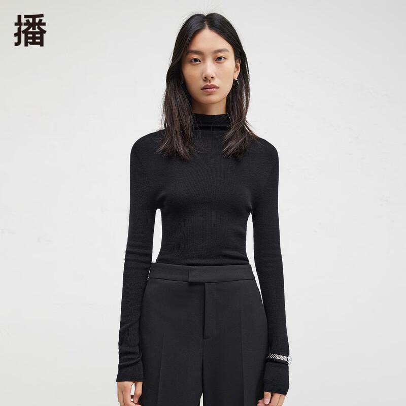 Broadcast Elegant Stand-Collar Long-Sleeve Knit Sweater