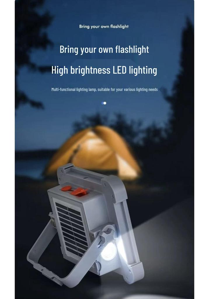 Waterproof Portable Solar Lantern with Detachable Battery Emergency Floodlight for Outdoor Camping
