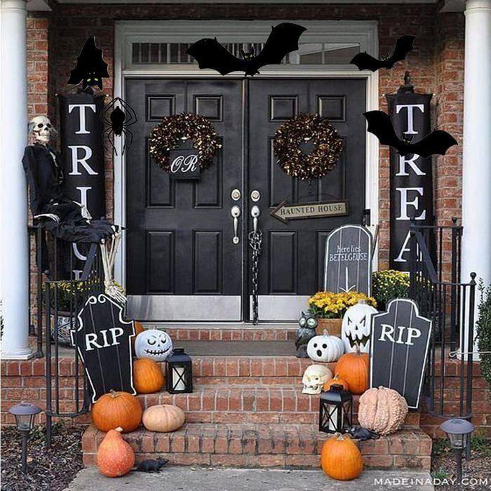 Décorations d'Halloween - AIMOONSA - 15 pièces - Chauves-souris et araignées 3D - Lumineuses - PP étanche, autocollantes
