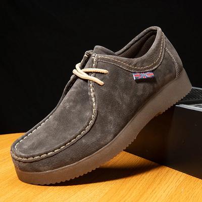 Nieuwe Heren Casual Schoenen Luxe Handgemaakte Suède Leren Sneakers Mannelijke Werk Veterschoenen voor Buiten Wandelen Heren Schoeisel