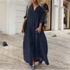 New Long-sleeved Loose-breasted Cotton and Linen Shirt Dress