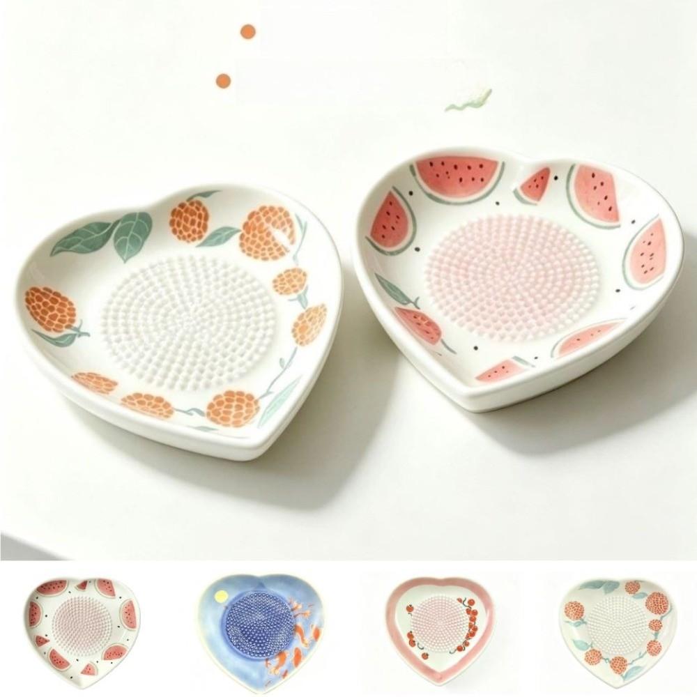Food Grade Ceramic Ginger Grater Heart Shaped Grinding Tool Efficient Garlic Grater Plate Kitchen