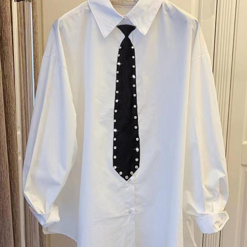 Uniform Black Ties For Janpanese JK Uniform Cosplay Accessory Neckwear jk seifuku Crystal Necktie with Rhinestones