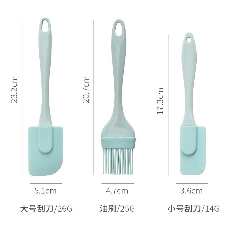 Three Piece Set, Baker's Kitchen Tools, Oil Brush Set, Silicone Oil Brush, Silicone Scraper, Cake Spatula