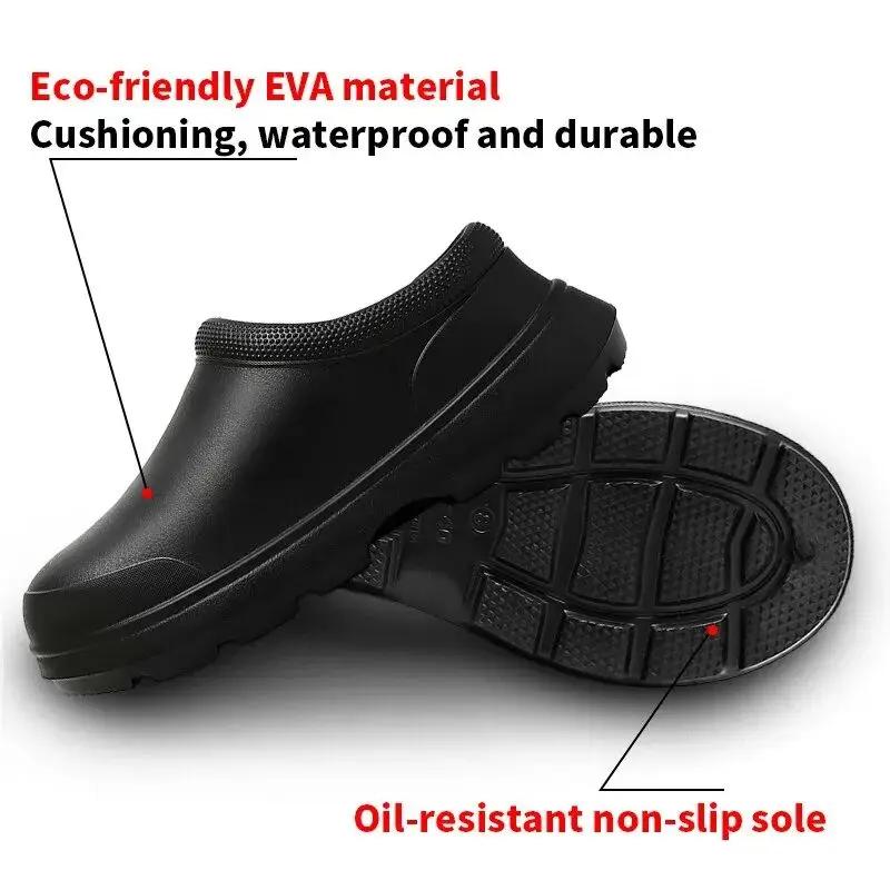Oil-proof Women's Chef Shoes Non-slip Men's Safety Shoes Soft Waterproof Work Shoes Women's Sandals Spring and Autumn Rain Boots