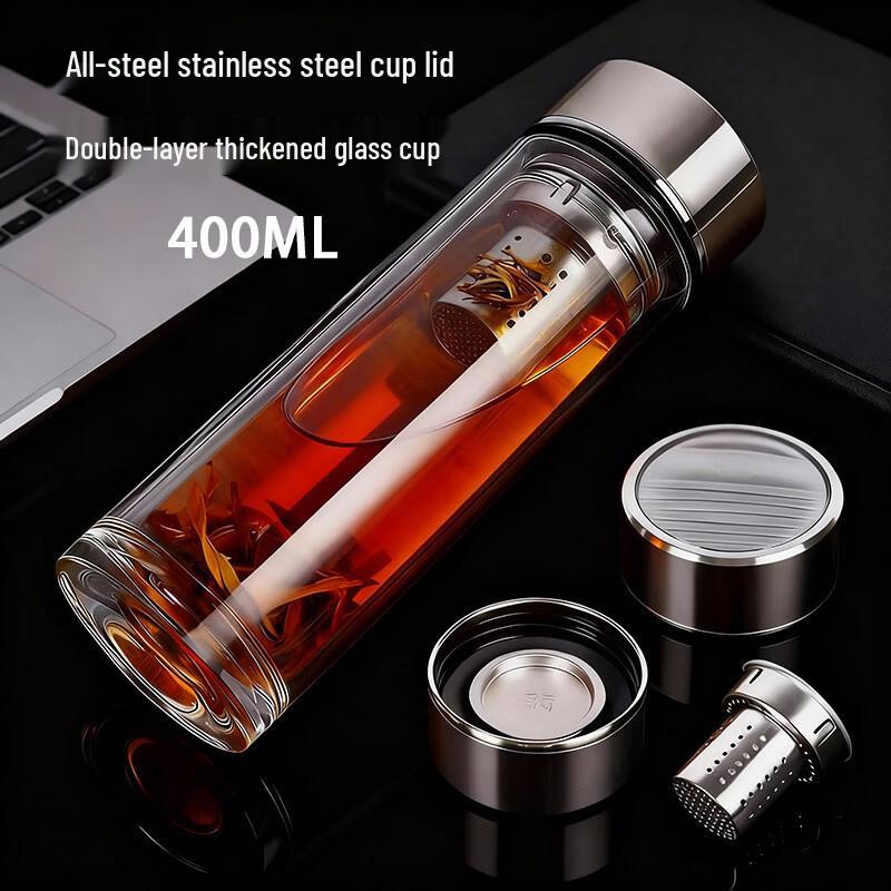 

Handun 400ML Silver Wave Borosilicate Glass Cup