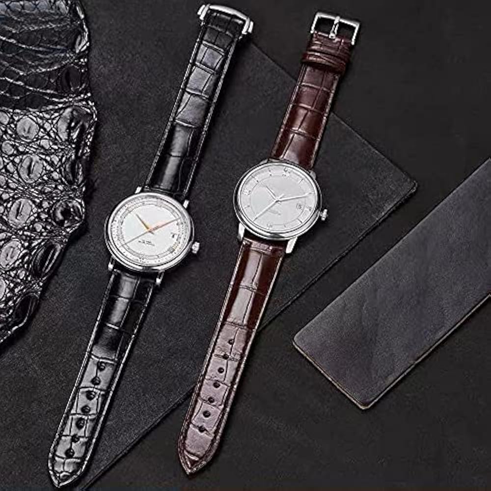 [Nywing] Watch Band Omega Strap Omega 19mm 20mm 21mm 22mm D Buckle Genuine Leather Crocodile Patt...