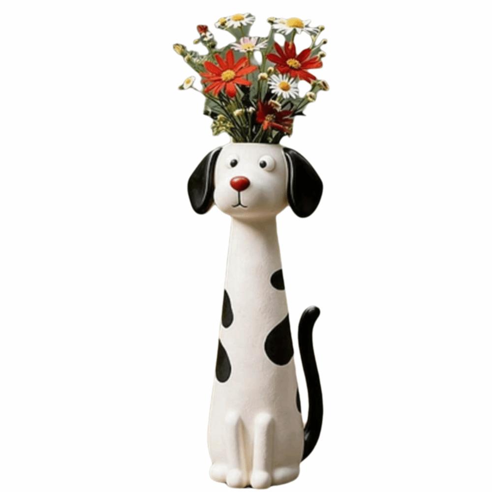 

Whimsical Dog Vase Resin Puppy Statue Gift Idea Dog Planter Living Room Dalmatian dog