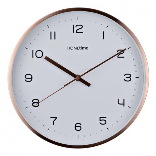 Hometime Round Rose Gold Metal Wall Clock White Dial 12