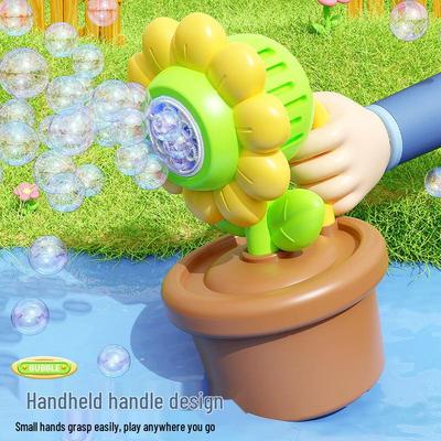 Sunflower Automatic Multi-hole Handheld Bubble Machine for Kids with Lights