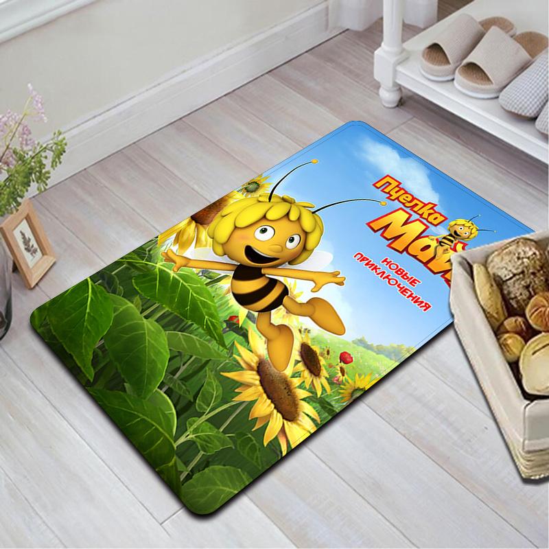 Cartoon bees and Maya Rug Floor Mat for Living Room or Bedroom Soft and Comfortable Carpet a Gift for Birthday and Holiday.