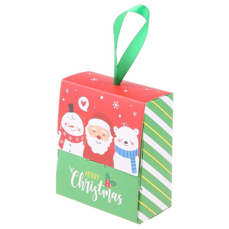 30Pcs Christmas Candy Wrap Gift Box with Handle Cartoon Santa Small Cookie for C 14x16cm