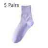 5 Pairs of Female Autumn and Winter Pure Color Cotton Sweat Absorbing Deodorizing Stockings