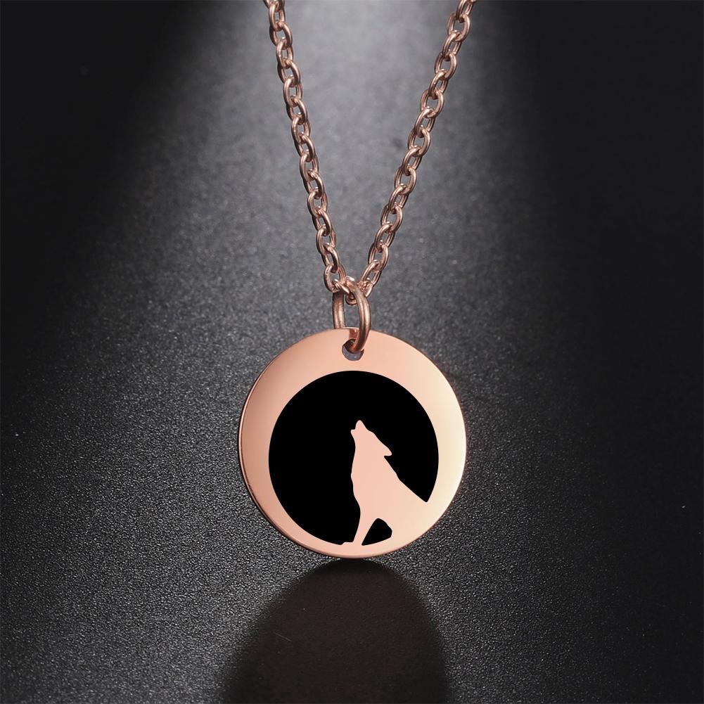 My Shape Wolf Necklace for Women Girls Animal Moon Silver Color Stainless Steel Necklaces Choker Link Chain Fashion Jewelry Gift