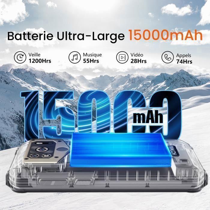 Smartphone Étanche Grande Batterie 15000 mAh HOTWAV W10 6.53-inch HD+ 32GB Caméra 13MP Robuste Téléphone 4G Android 12 - Orange