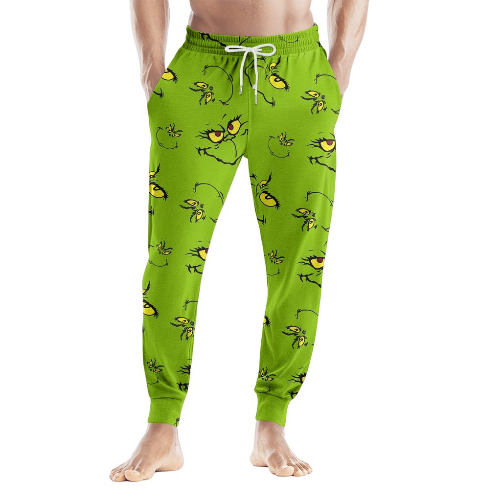 Men's Drawstring Pocket Cuffed Casual Pants Home Sleep Pants