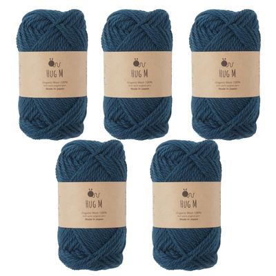 5 Balls of Raw Wool HUG Medium 30g Wool Marine Yarn, Medium, Weight, (approx. 64m), 100% (113. Blue)