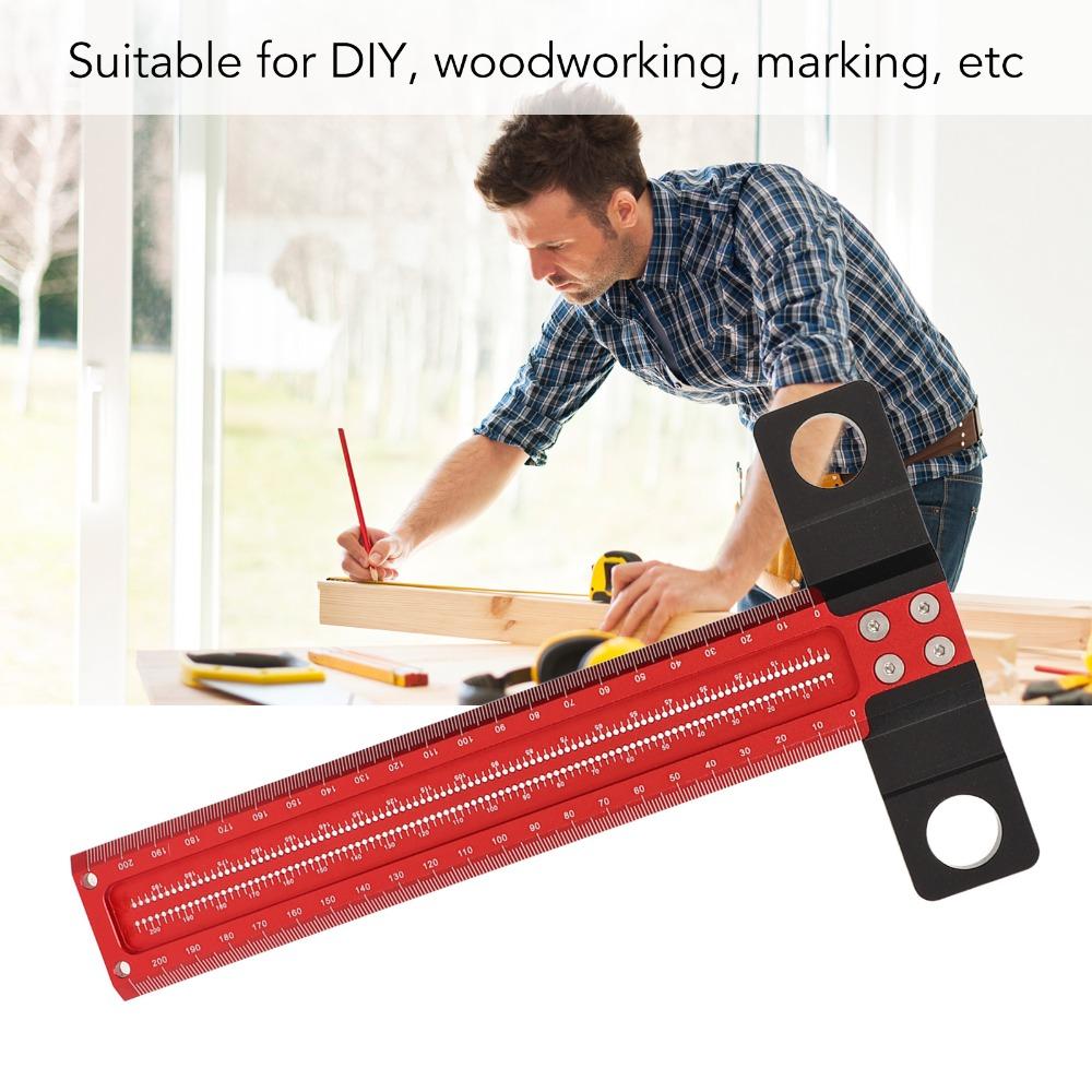 Red Black Carpenter Square Ruler Clear Scale Precision Measuring Tool DIY Projects