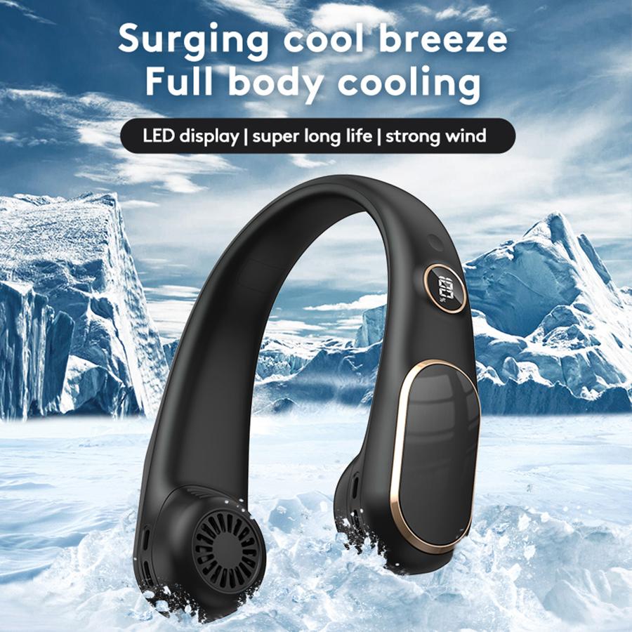 2024 New Wearable Neck Fan Portable Rechargeable Cooling Fan Bladeless Neck Fan Portable Air Conditioner for Outdoor Office