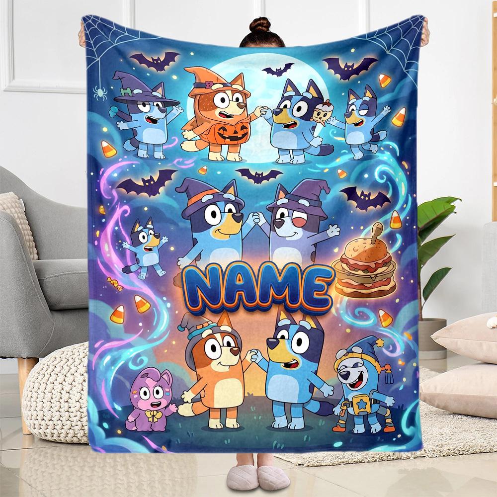 Halloween Costume Parade Personalized Name Blanket Multi-purpose Personalized Blanket Warmthful Decor Suitable for Nap Office Chair Couch