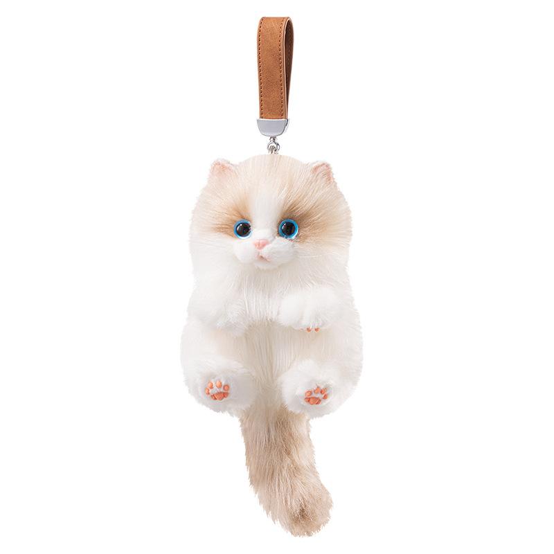 Cute Plush Cat Doll Pendant Keychain Girl Backpack Doll Pendant Simulated Animal Stuffed Toy Couple Bag Hanging Decorative Gift