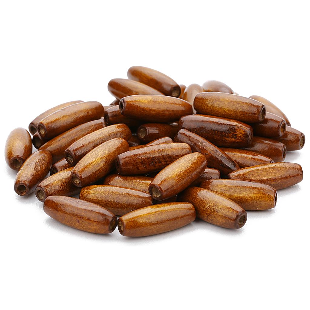 Olive Shape Natural Wooden Beads Loose Wood Beads Coffee Handmade Wooden Puzzle Prayer Long Spacer Beads DIY Jewelry Making