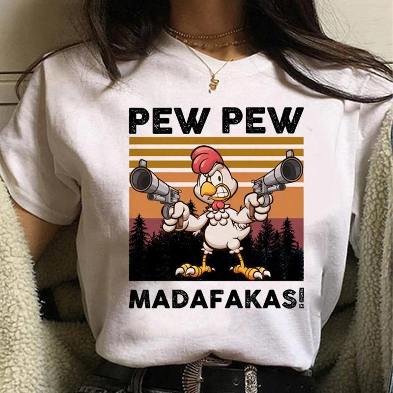 Pew Pew Madafakas T Shirt Women Kawaii Summer Tops Cartoon Tshirt Funny Black Cat Graphic Tees Unisex Harajuku Streetwear FeUnisex