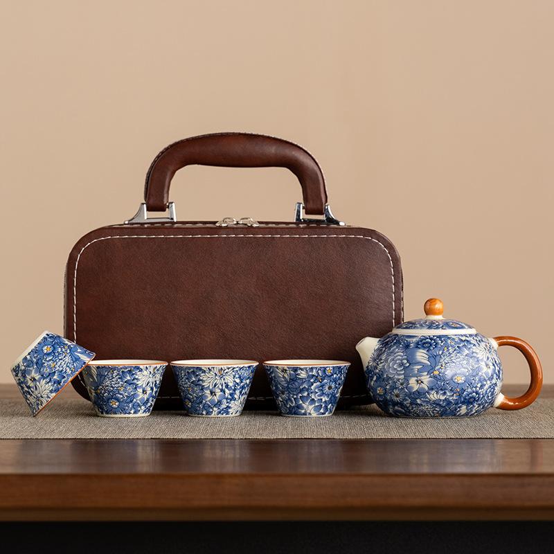 One pot of four cups Ru kiln ceramic kung fu tea set 2025 new home living room guest Chinese teapot teacup