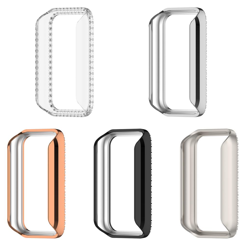 For Honor Band 10 Watch Case Rhinestone Decor Hollow Electroplating PC Watch Cover