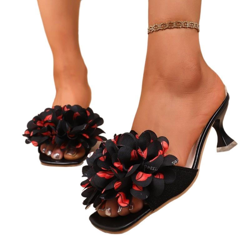 Fashion Ladies Shoes 2025 Fashion Open Toe Women's Slippers Fashion Floral Dress Summer Color Matching Plus Size Best Seller High Heels