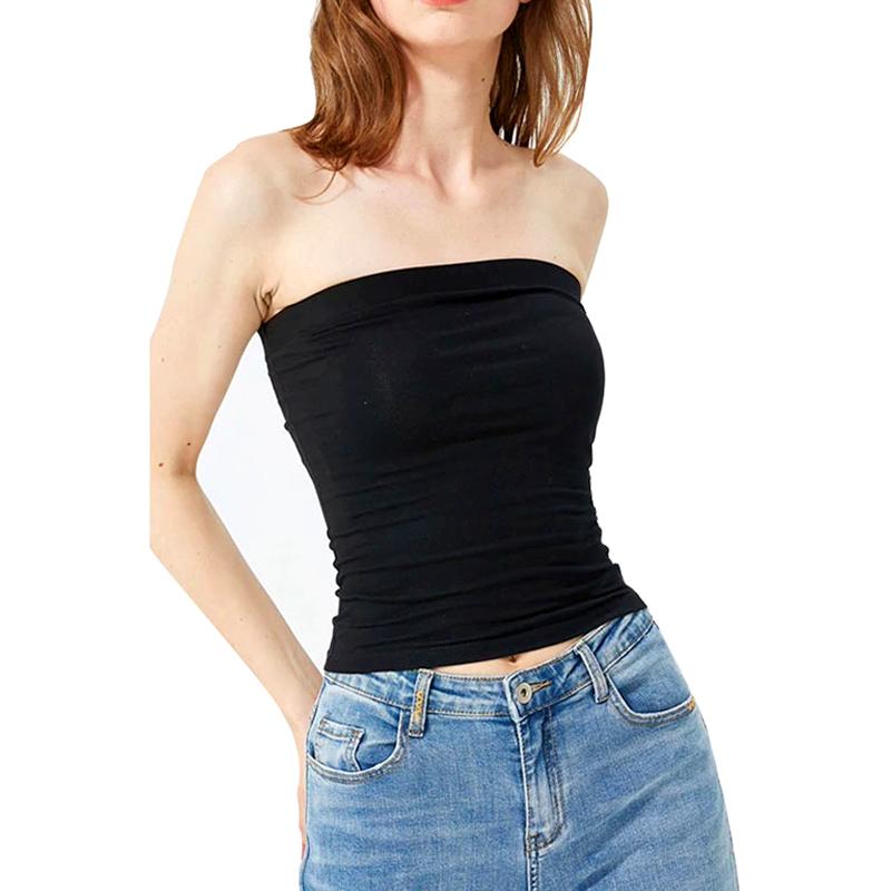 

1 шт. однотонный модный универсальный хлопковый комфортный лиф современная простота нижнее белье без бретелек эластичность M чёрный