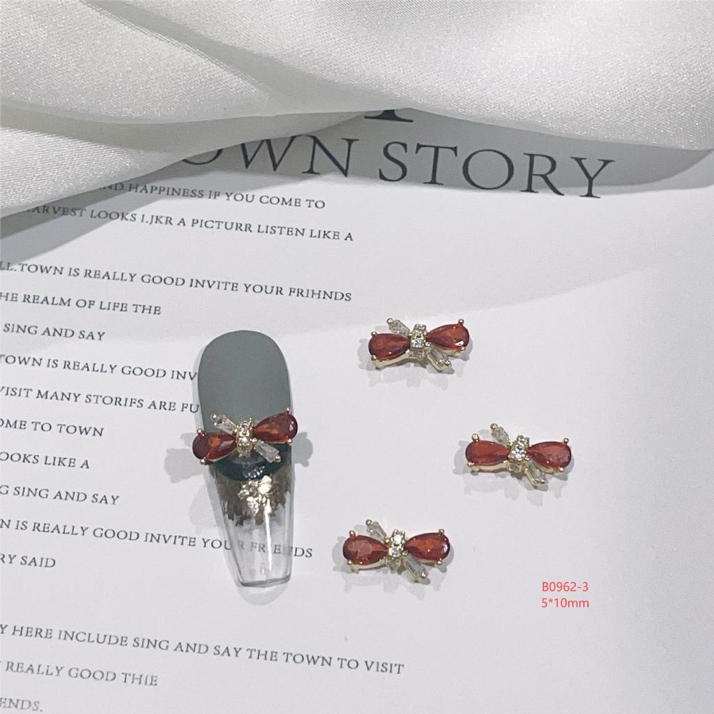 LZ Gold-Plated Bow Nail Patch: DIY Zircon Light Luxury Nail Jewelry