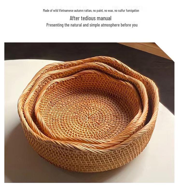 Nordic Rattan Woven Basket for Fruit, Bread, Snacks, and Decorative Use