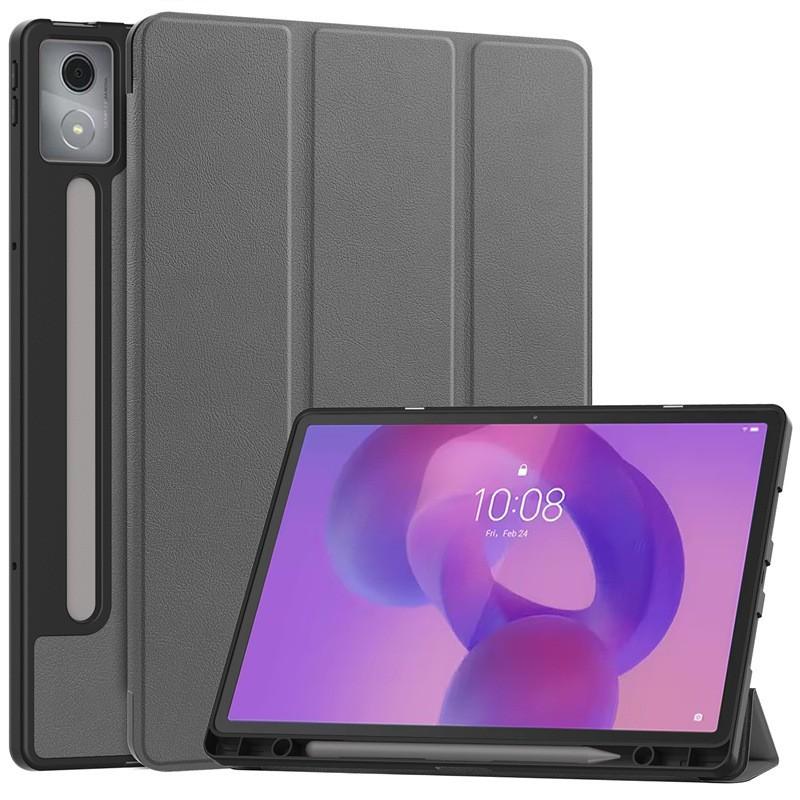 3-Fold Flip Case With Stylus Slot Lenovo Xiaoxin Pad Pro 12.7 Inch Tablet TPU Cover Shockproof Sleep Wake Support