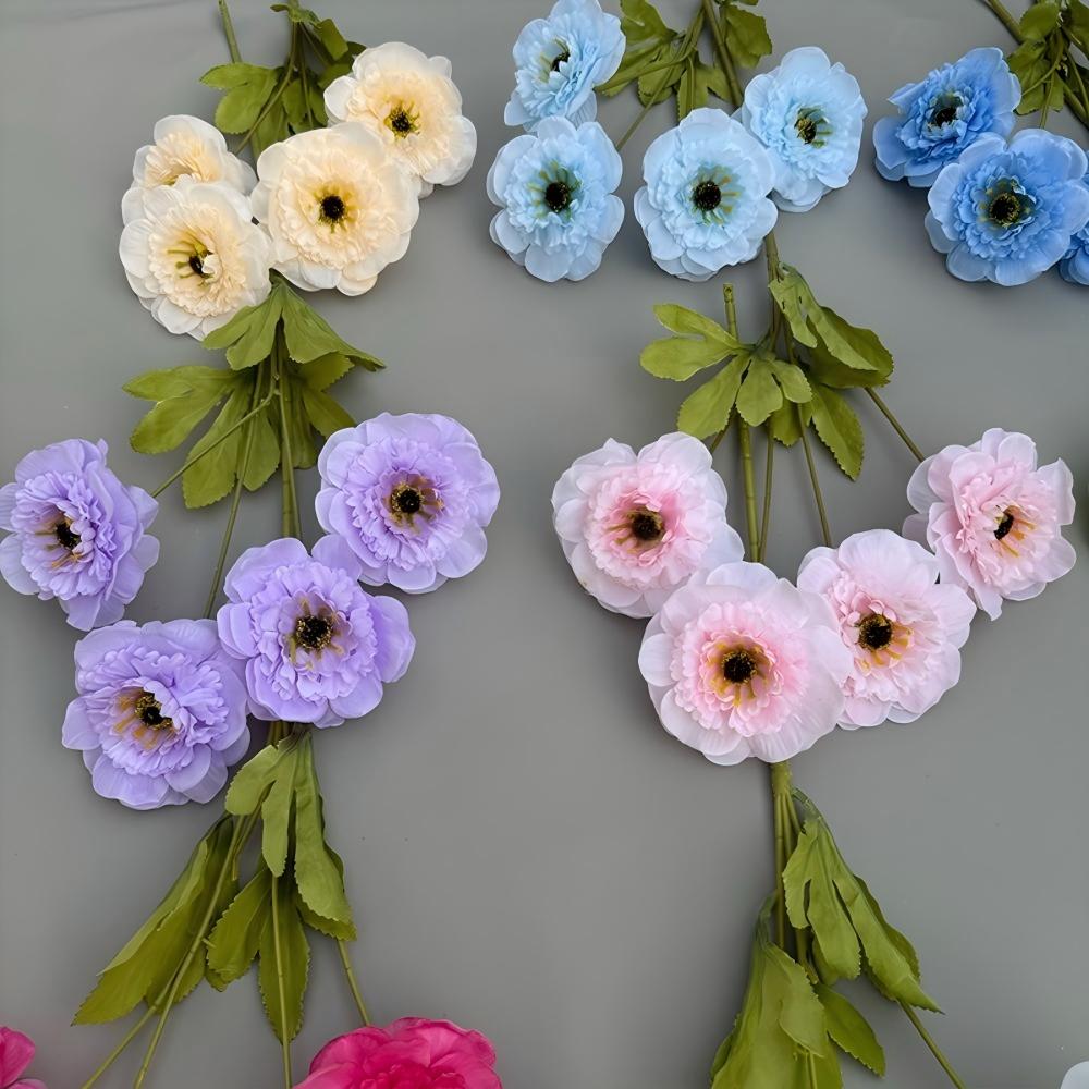 4-Heads Artificial Lotus & Multilayer Peony Fake Flowers Wedding Hall Decor Floral Arrangement for Marriage Ceremony Event