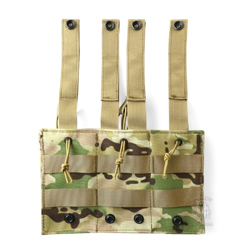 SHENKEL Open-Top 3-Row Magazine Pouch, Camouflage, Multicam MOLLE, for M4, M16, AK, and Airsoft