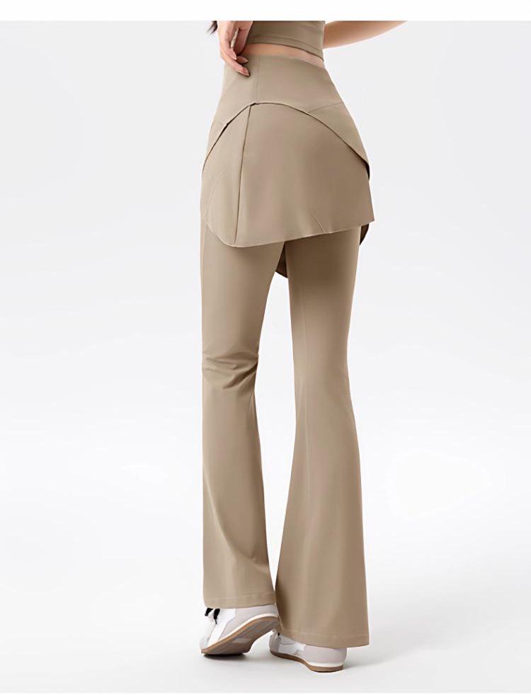 Women's Micro-Flare Yoga Skirt Pants Set for Outdoor Fitness - Autumn/Winter