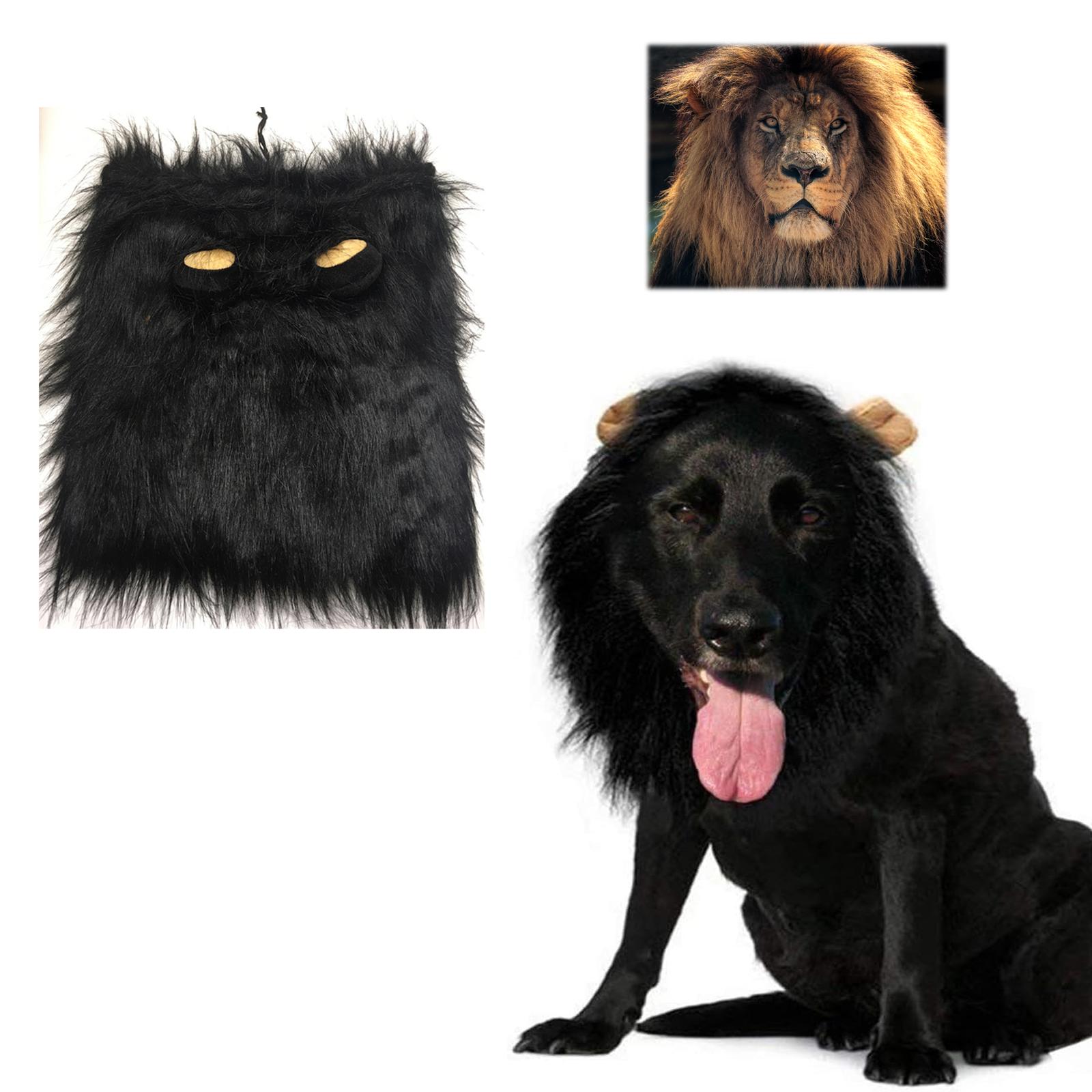 

Львиная грива для собаки, Черная львиная грива для собаки, Костюм львиной гривы для собаки, Реалистичный парик с львиной гривой, Одежда для домашних животных Регулируемый костюм львиной гривы для собаки чёрный
