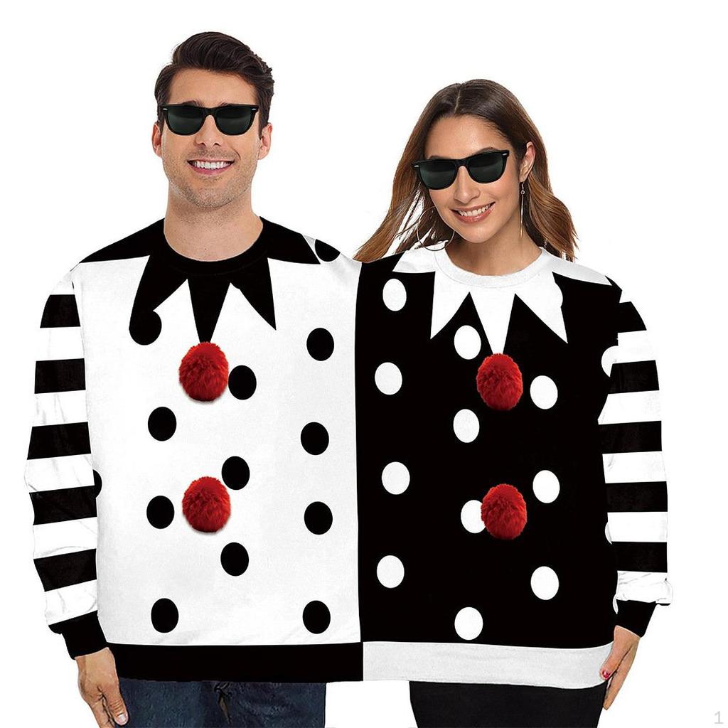 Clown Costume for Couples with Long Sleeves, Costume, Cosplay Accessory, Polyester, Adult