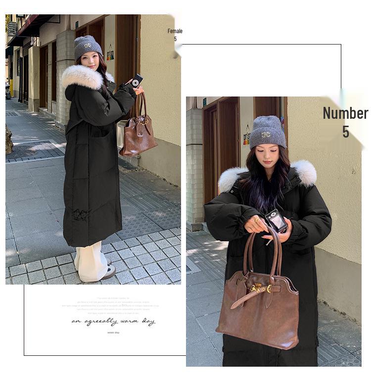 2024 Women's Extra-Long Korean Cotton Quilt Coat - Winter Over-the-Knee Loose Fit