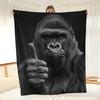 Coperta in Pile con Stampa Gorilla Pollice in Su, Plaid Ultra Morbido per Tutte le Stagioni per Divano e Sonnellini, Design Moderno con Animali, Idea Regalo per la Casa