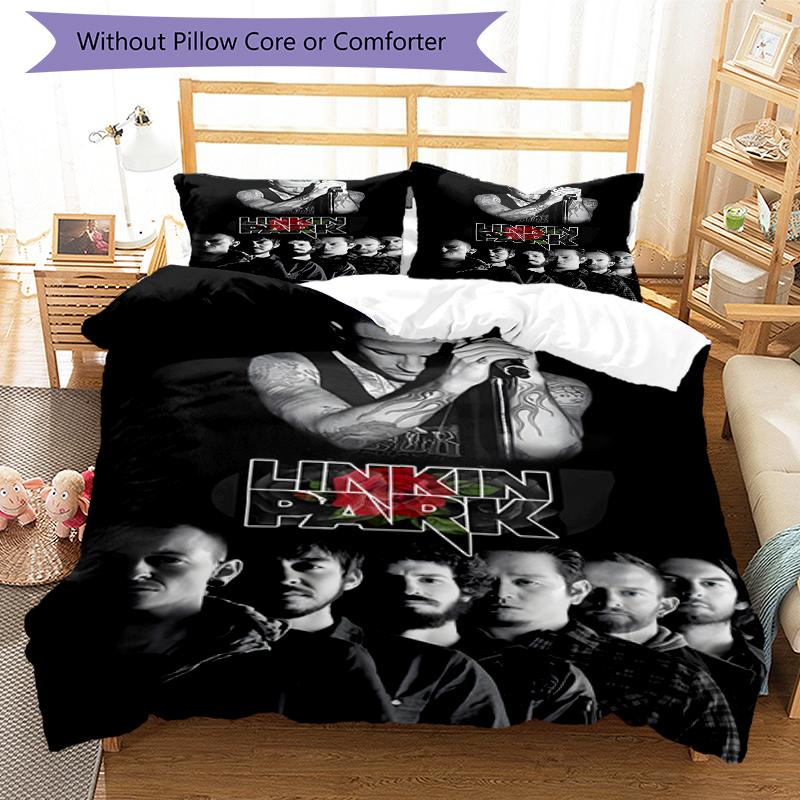 3-teiliges Linkin Park1 Design Bettwäsche-Set - HD-bedruckte Bettwäsche mit 1 Bettbezug und 2 Kissenbezügen - Perfekt für die Dekoration von Zuhause und Studentenwohnheim