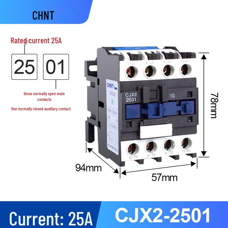 Zhengtai Kunlun AC Contactor CJX2-1210, 220V/380V, 3-Phase, NO/NC