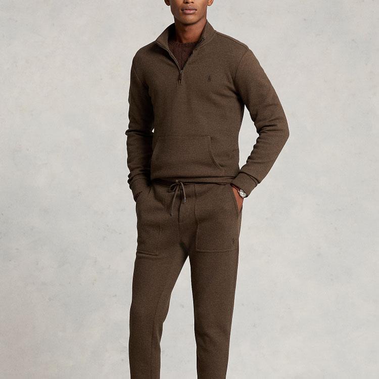 Polo Ralph Lauren Ss23 Quarter Zip Pullover Sweatshirt Men Sweatshirt Brown MNPOKNI16822597-200