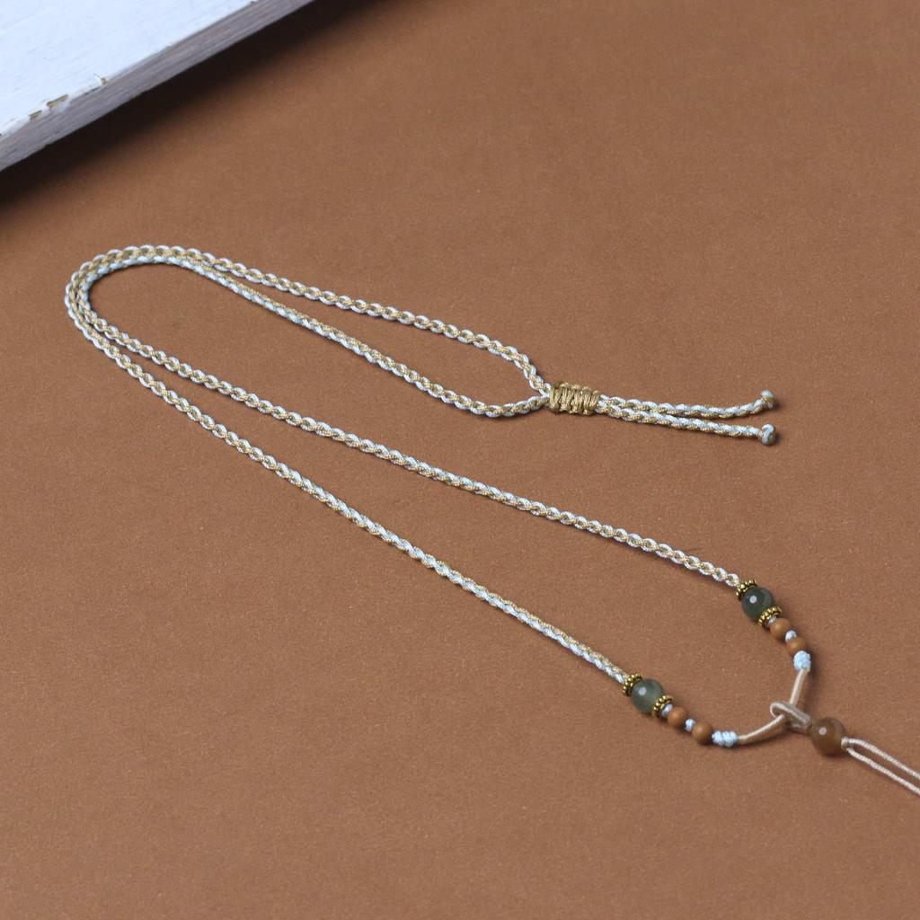 Elite Hetian Jade Pendant with Red Rope: Ultra-Thin Unisex Peace Buckle Necklace