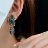 Rhinestone Bluey Crystal Clip Earrings for Womens Medieval Vintage Fashion Peisonality Sparkle Charms Earring Luxury Jewelry New