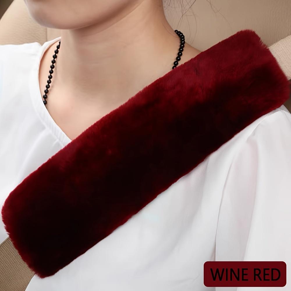 2pcs Soft Plush Car Interior Seat Belt Cover, Anti-leakage Cross Bag Strap Shoulder Protector for Winter